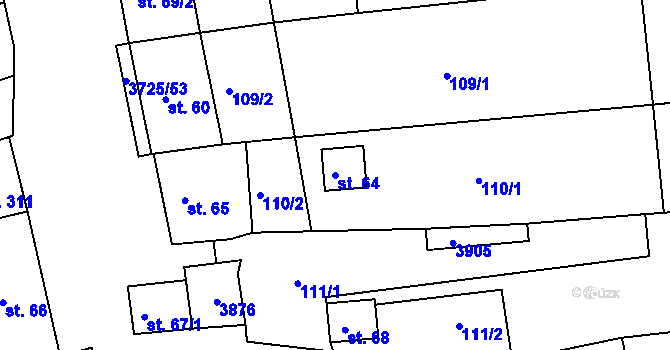 Parcela st. 64 v KÚ Nikolčice, Katastrální mapa
