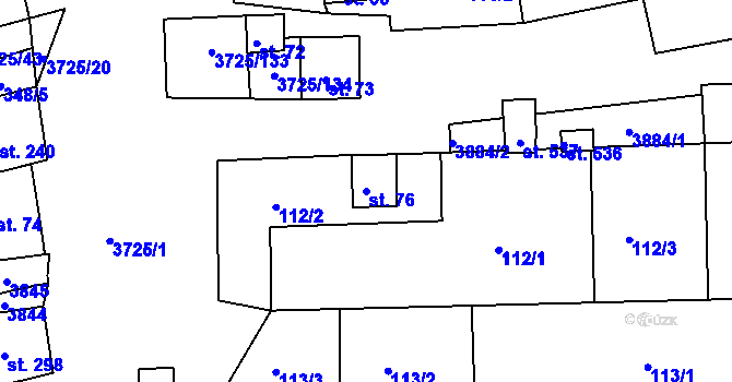 Parcela st. 76 v KÚ Nikolčice, Katastrální mapa