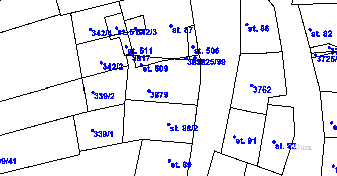 Parcela st. 88/1 v KÚ Nikolčice, Katastrální mapa
