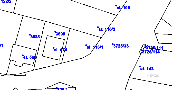 Parcela st. 116/1 v KÚ Nikolčice, Katastrální mapa