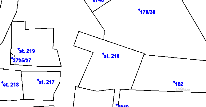 Parcela st. 216 v KÚ Nikolčice, Katastrální mapa