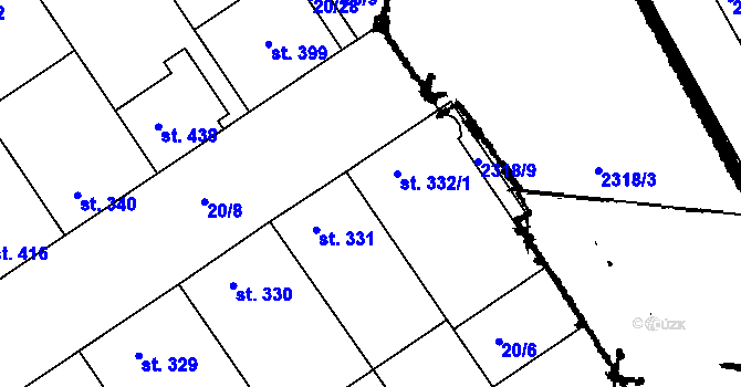 Parcela st. 332/1 v KÚ Nikolčice, Katastrální mapa
