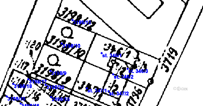 Parcela st. 346/1 v KÚ Nikolčice, Katastrální mapa