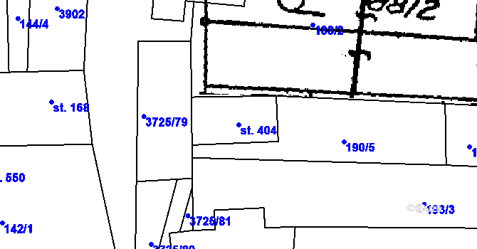 Parcela st. 404 v KÚ Nikolčice, Katastrální mapa