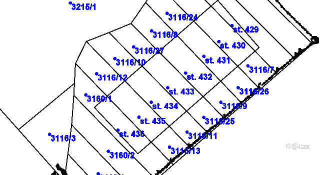 Parcela st. 433 v KÚ Nikolčice, Katastrální mapa