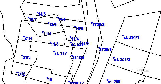 Parcela st. 11/2 v KÚ Nikolčice, Katastrální mapa