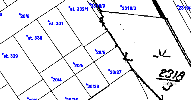 Parcela st. 20/6 v KÚ Nikolčice, Katastrální mapa