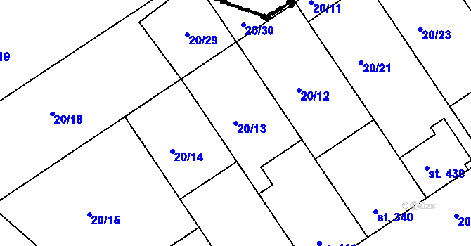Parcela st. 20/13 v KÚ Nikolčice, Katastrální mapa