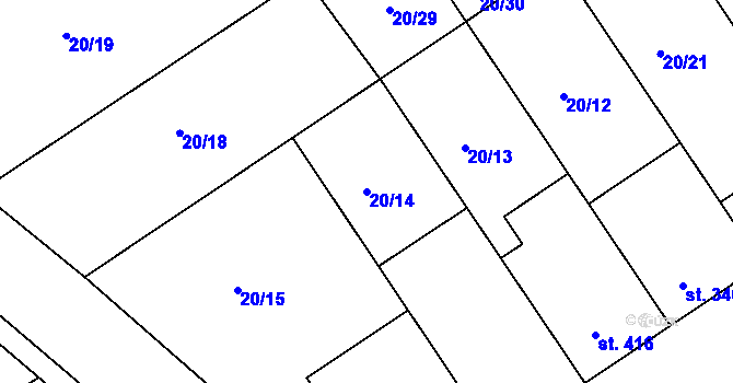 Parcela st. 20/14 v KÚ Nikolčice, Katastrální mapa