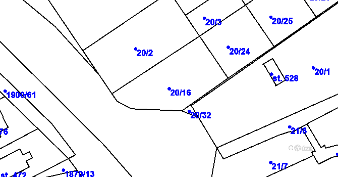 Parcela st. 20/16 v KÚ Nikolčice, Katastrální mapa