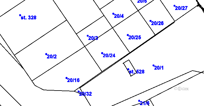 Parcela st. 20/24 v KÚ Nikolčice, Katastrální mapa
