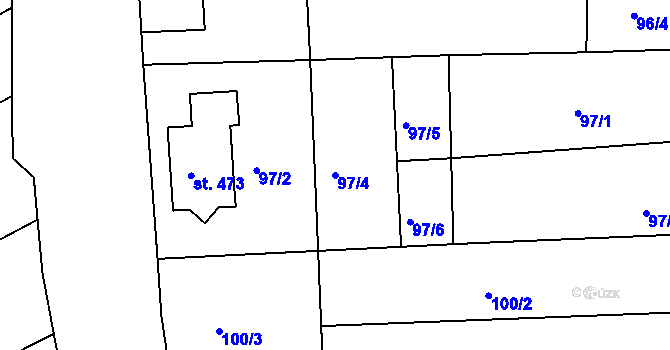 Parcela st. 97/4 v KÚ Nikolčice, Katastrální mapa