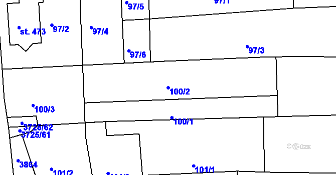 Parcela st. 100/2 v KÚ Nikolčice, Katastrální mapa