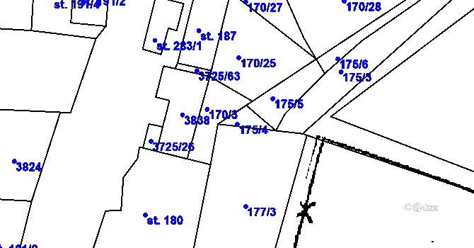 Parcela st. 175/4 v KÚ Nikolčice, Katastrální mapa