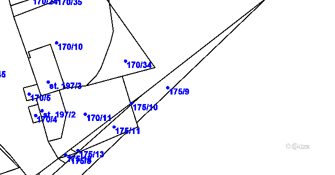 Parcela st. 175/9 v KÚ Nikolčice, Katastrální mapa