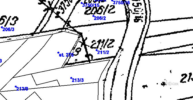 Parcela st. 211/2 v KÚ Nikolčice, Katastrální mapa