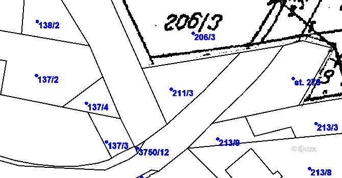Parcela st. 211/3 v KÚ Nikolčice, Katastrální mapa