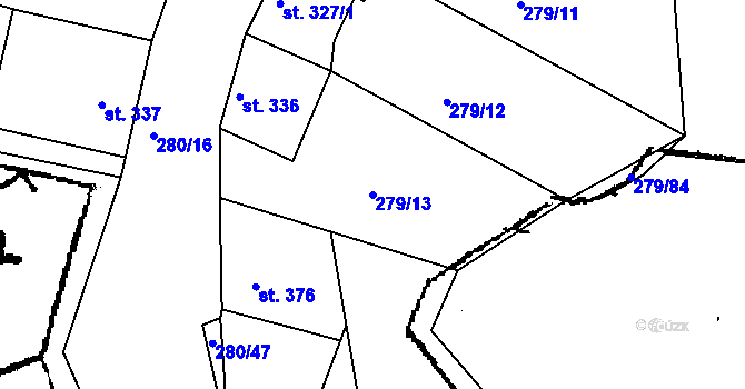 Parcela st. 279/13 v KÚ Nikolčice, Katastrální mapa