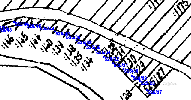 Parcela st. 525/34 v KÚ Nikolčice, Katastrální mapa