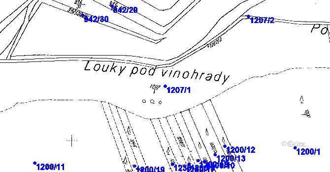 Parcela st. 1207/1 v KÚ Nikolčice, Katastrální mapa