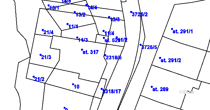 Parcela st. 2318/6 v KÚ Nikolčice, Katastrální mapa