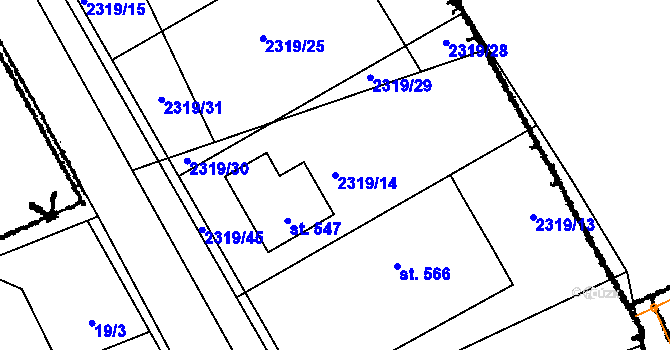 Parcela st. 2319/14 v KÚ Nikolčice, Katastrální mapa