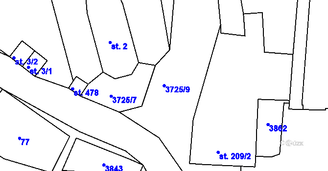 Parcela st. 3725/9 v KÚ Nikolčice, Katastrální mapa