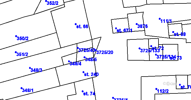 Parcela st. 3725/20 v KÚ Nikolčice, Katastrální mapa