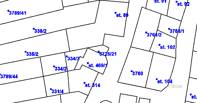 Parcela st. 3725/21 v KÚ Nikolčice, Katastrální mapa