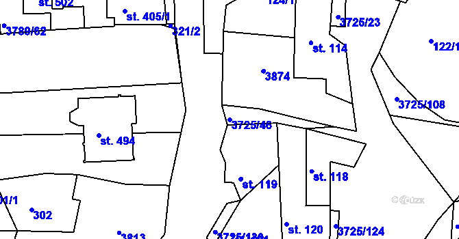 Parcela st. 3725/46 v KÚ Nikolčice, Katastrální mapa