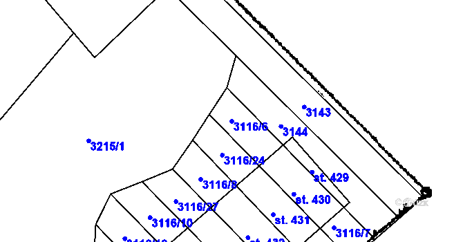 Parcela st. 3116/6 v KÚ Nikolčice, Katastrální mapa