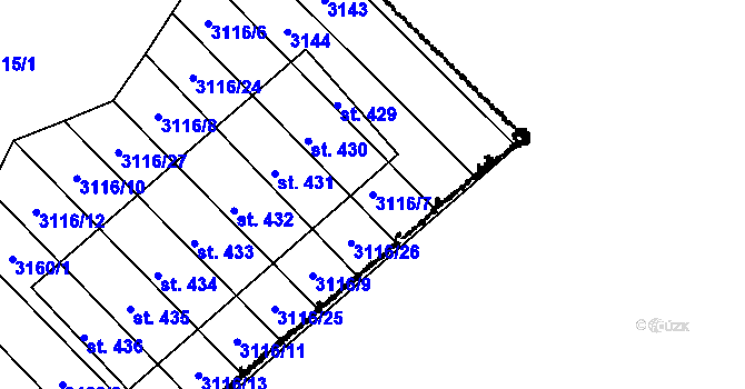 Parcela st. 3116/7 v KÚ Nikolčice, Katastrální mapa