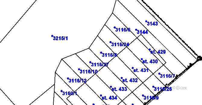 Parcela st. 3116/8 v KÚ Nikolčice, Katastrální mapa
