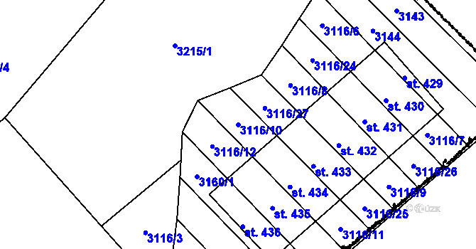 Parcela st. 3116/10 v KÚ Nikolčice, Katastrální mapa