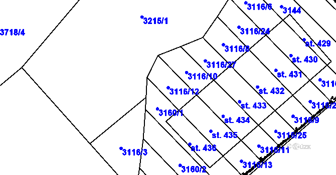 Parcela st. 3116/12 v KÚ Nikolčice, Katastrální mapa