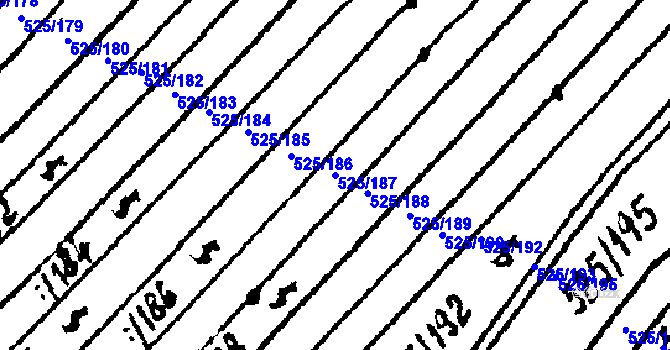 Parcela st. 525/187 v KÚ Nikolčice, Katastrální mapa