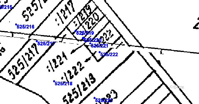 Parcela st. 525/222 v KÚ Nikolčice, Katastrální mapa