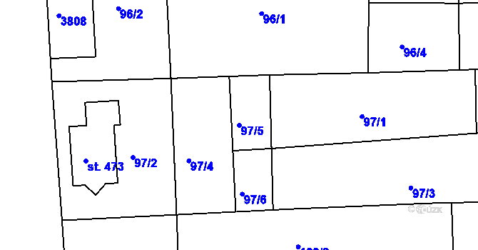 Parcela st. 97/5 v KÚ Nikolčice, Katastrální mapa