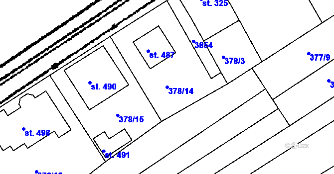 Parcela st. 378/14 v KÚ Nikolčice, Katastrální mapa