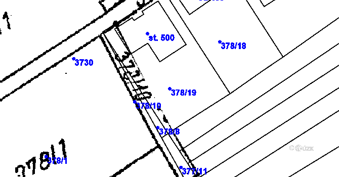 Parcela st. 378/19 v KÚ Nikolčice, Katastrální mapa