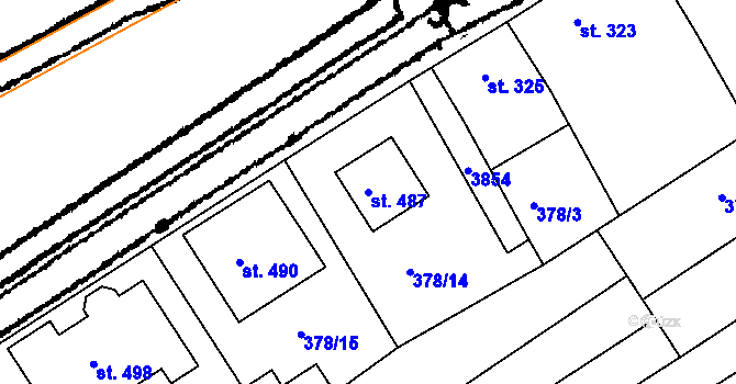 Parcela st. 487 v KÚ Nikolčice, Katastrální mapa
