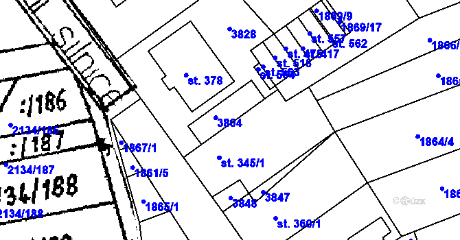 Parcela st. 3804 v KÚ Nikolčice, Katastrální mapa