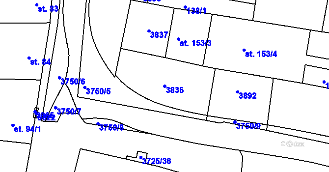 Parcela st. 3836 v KÚ Nikolčice, Katastrální mapa