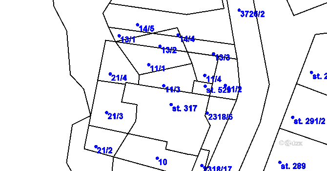 Parcela st. 11/3 v KÚ Nikolčice, Katastrální mapa