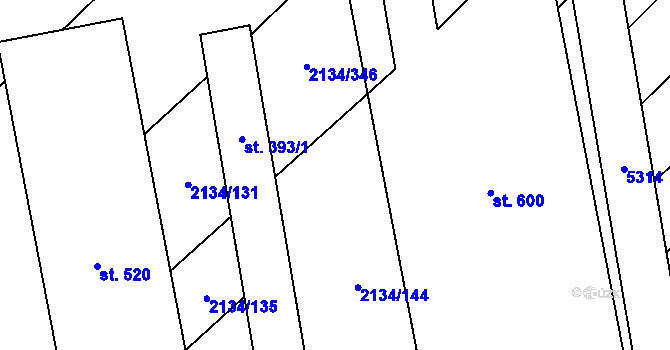 Parcela st. 2134/134 v KÚ Nikolčice, Katastrální mapa
