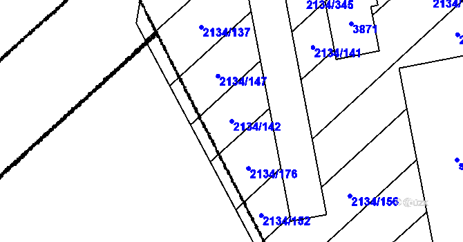 Parcela st. 2134/142 v KÚ Nikolčice, Katastrální mapa
