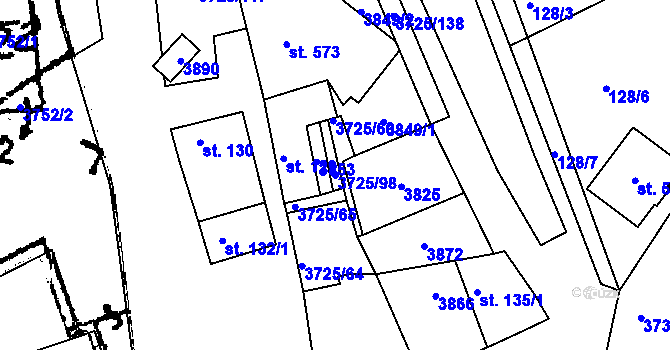 Parcela st. 3725/98 v KÚ Nikolčice, Katastrální mapa