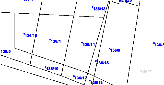 Parcela st. 136/11 v KÚ Nikolčice, Katastrální mapa
