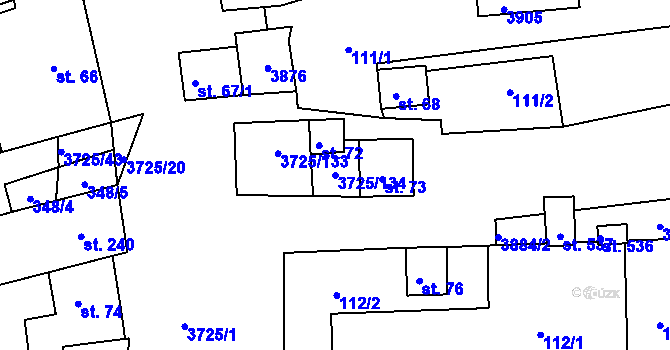 Parcela st. 3725/134 v KÚ Nikolčice, Katastrální mapa