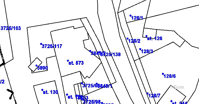 Parcela st. 3725/138 v KÚ Nikolčice, Katastrální mapa